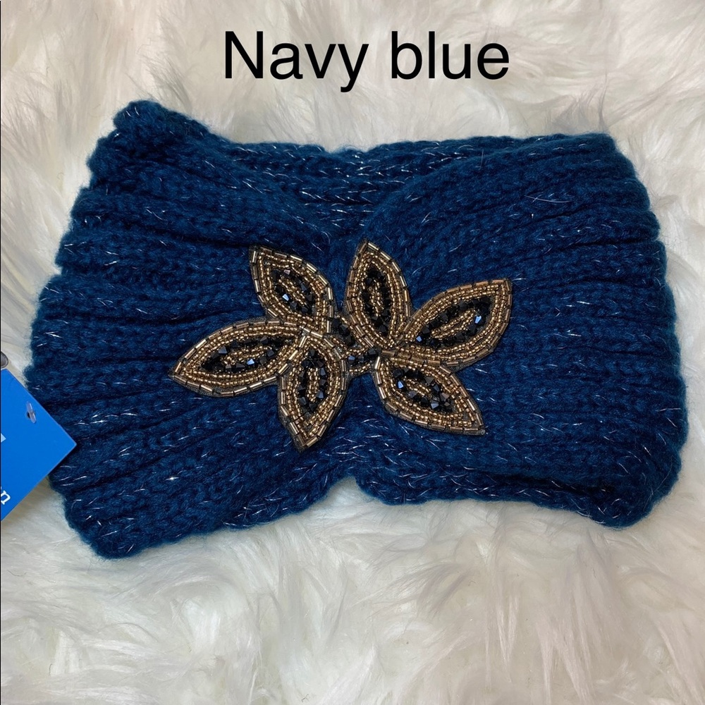 Knitted Headwrap Ear Warmer with Beaded Bling